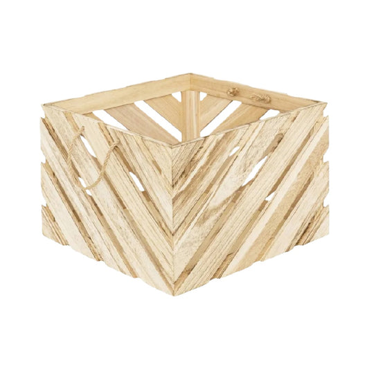 Panier de rangement en bois naturel pour organisation - 20 x 20 x 15