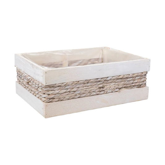 Panier de rangement en rotin et bois - Utilisé pour organiser divers objets - 30 x 20 x 10